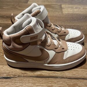 Nike Kids Court Burough High Tops - Brown and Cream